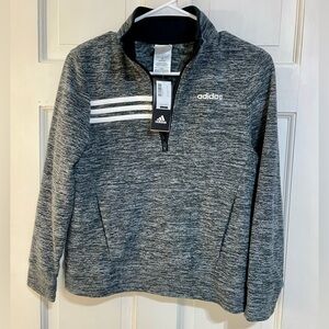 NWT Adidas Youth size 8/10 Gray Quarter Zip Sweatshirt Jacket Pockets